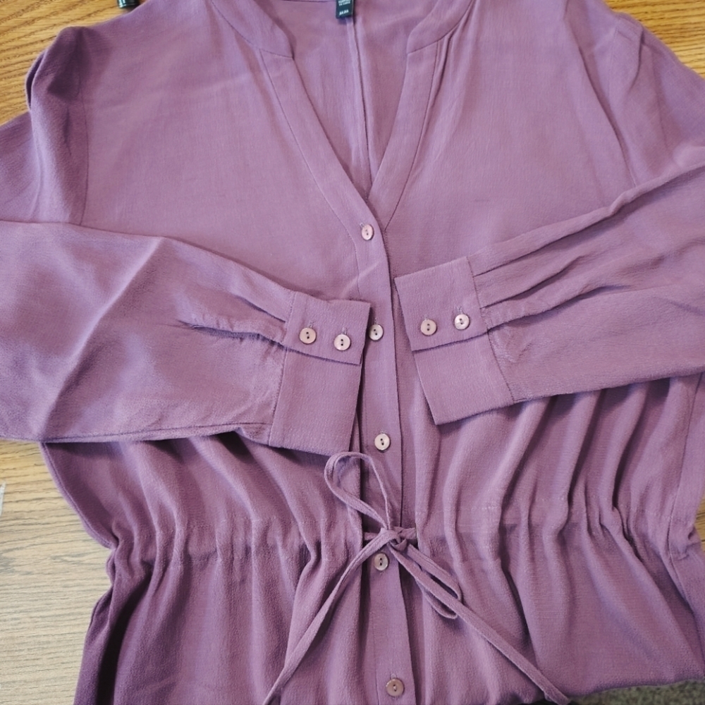 Eileen Fisher Shirt Dress Tencel purple button down  long sleeves, sz M, casual. - Picture 7 of 16